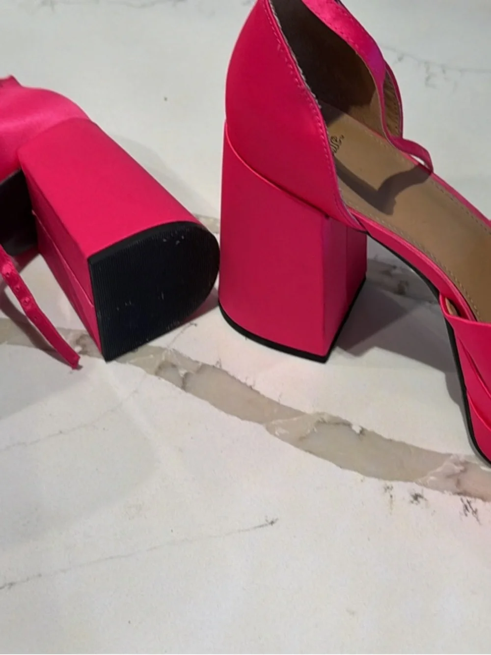 wild fable Neon Pink Satin Platform Block Heels